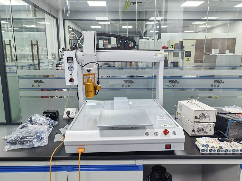 3-axis automatic glue dispensing machine for UV adhesive precision dispensing test in clean adhesive laboratory