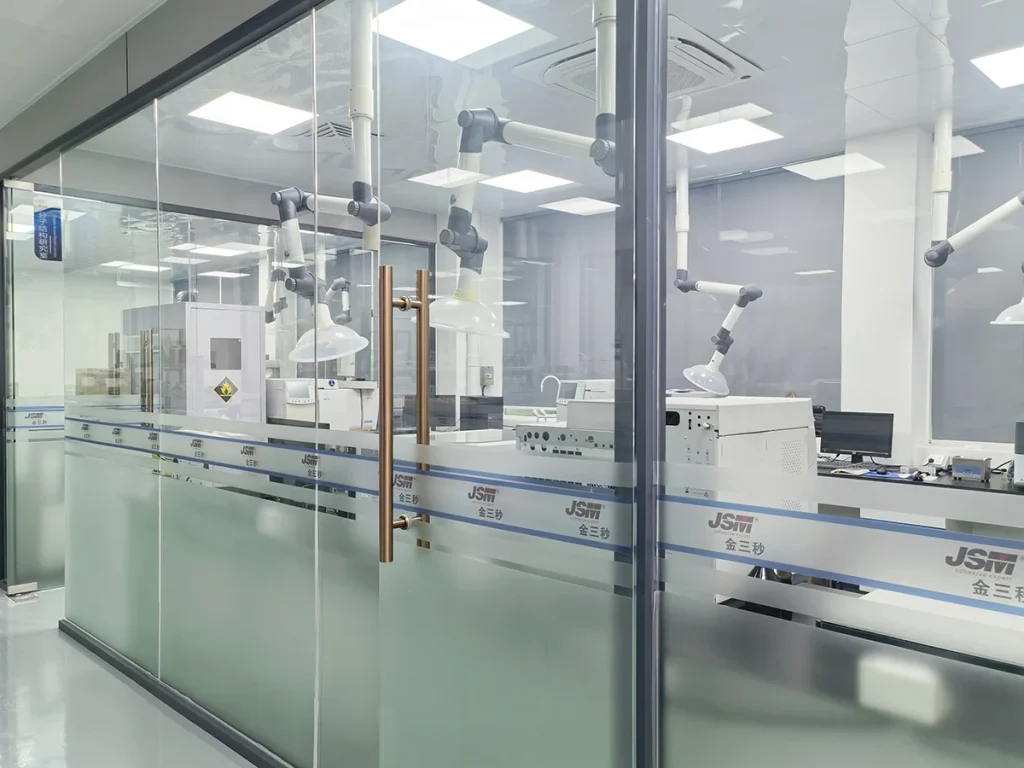 Industrial adhesives laboratory testing scene, UV adhesive formulation research, lab equipment and raw materials for adhesive production