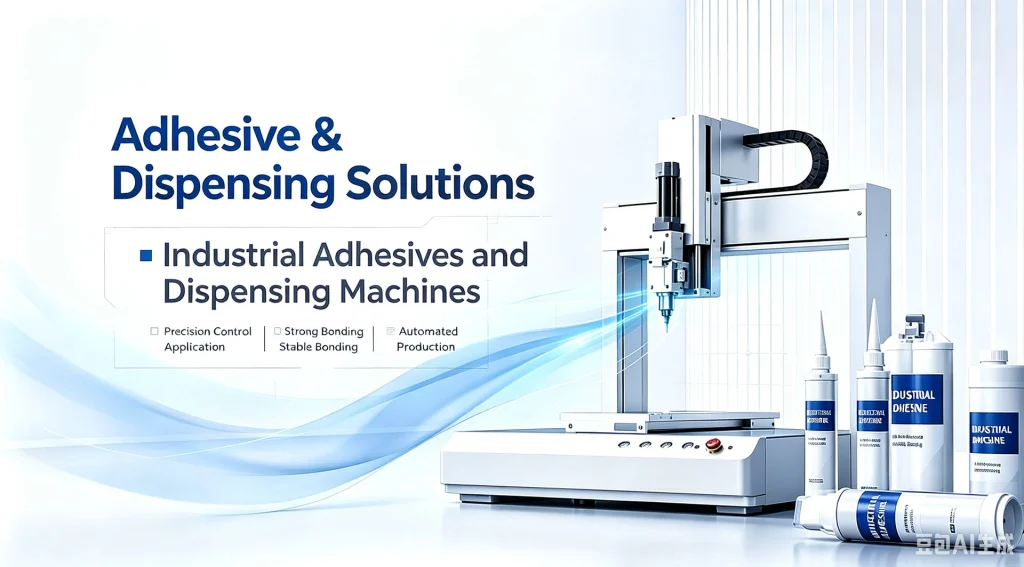 Banner image of industrial UV adhesive tubes and 3-axis automatic precision dispensing machine, professional adhesive & automated dispensing solutions for electronic manufacturing